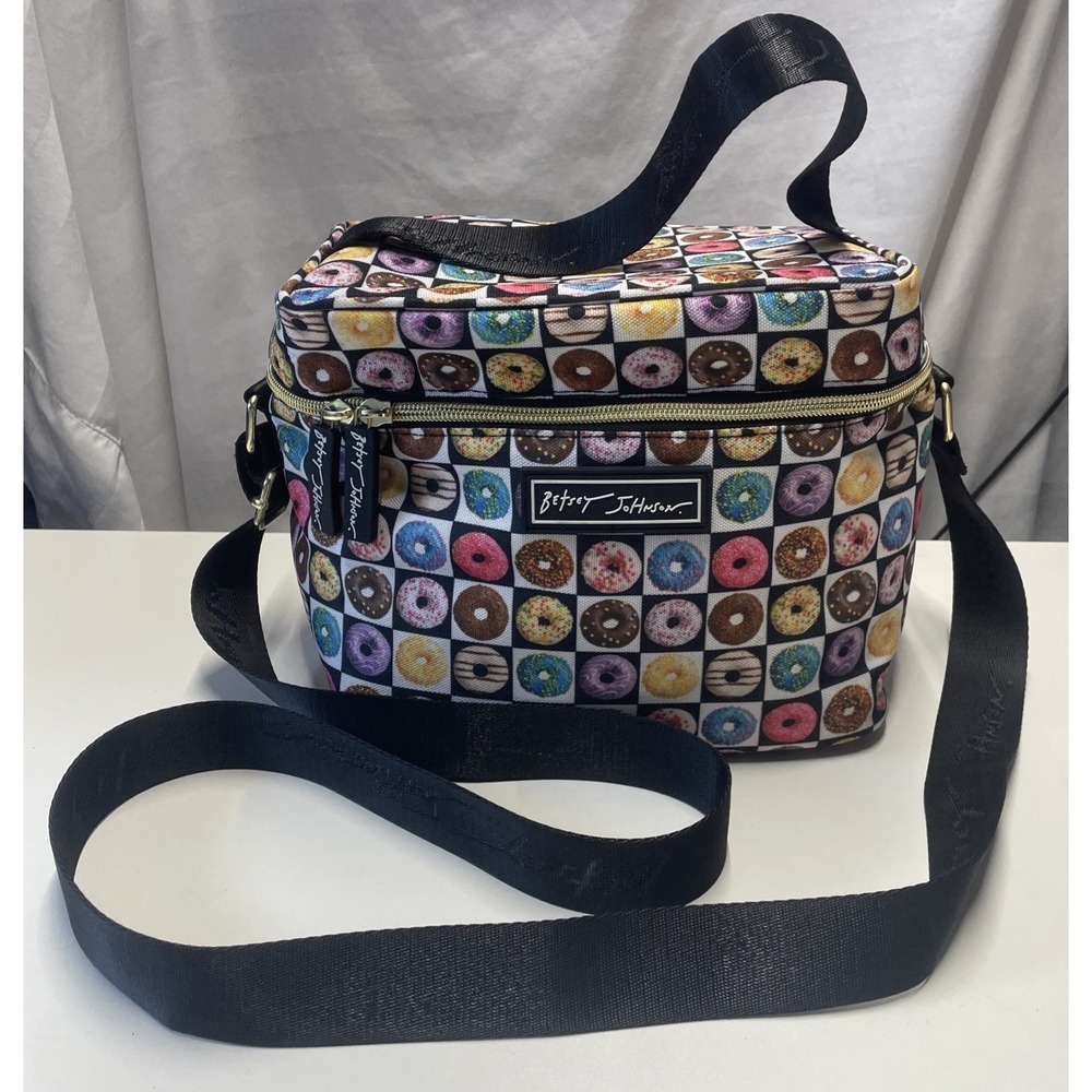 Betsey Johnson Donuts 6 Pack Drink Cooler Insulated Lunch Tote Box Bag Strap‎